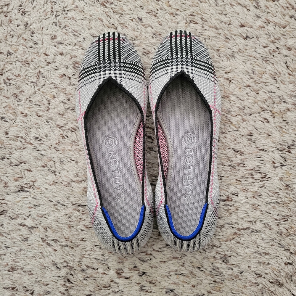 Rothy's, size 8, Grey Glen Plaid